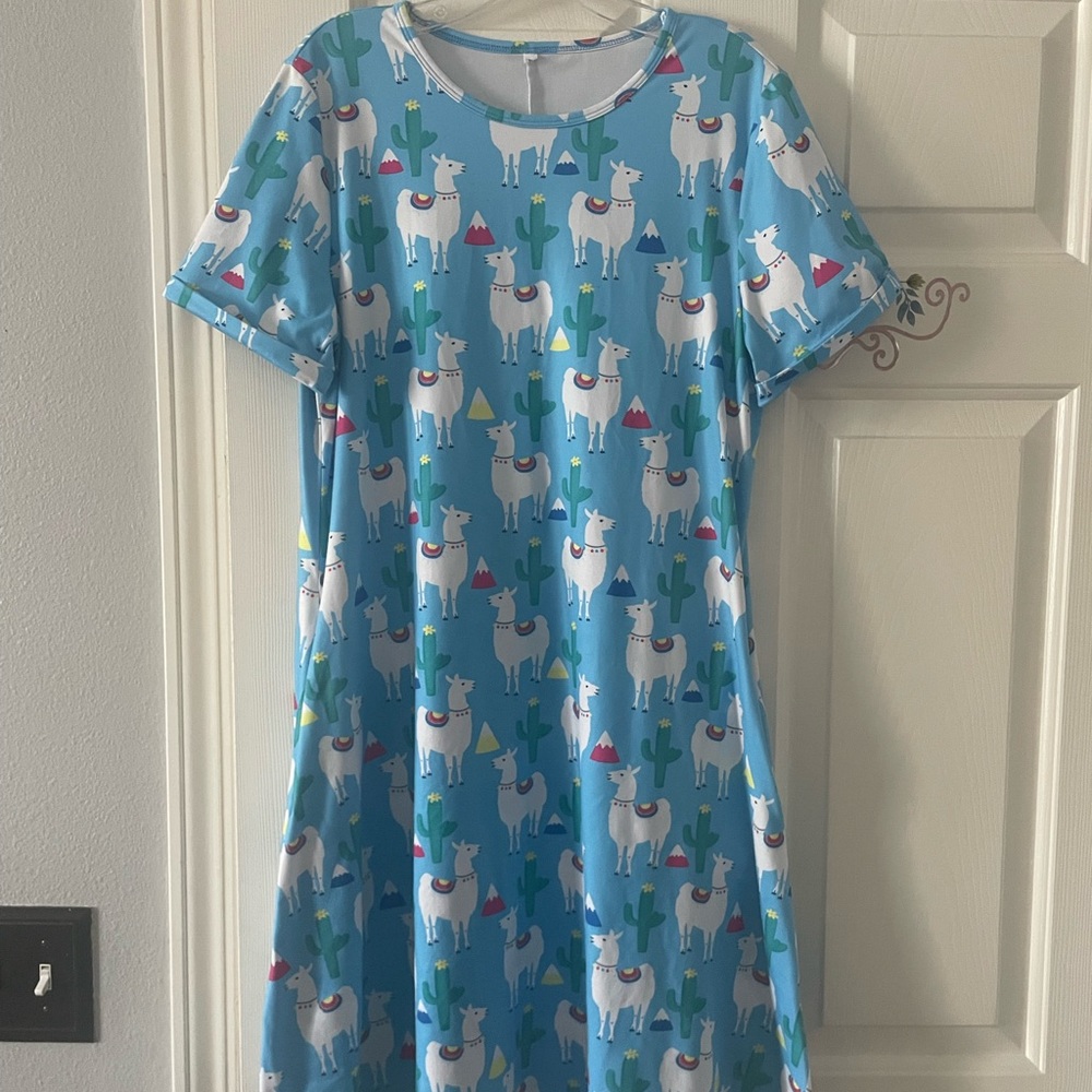 Blue “Lama Lovers” Dress Size L